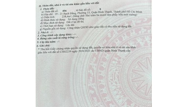 Tôi cần bán nhà 19-21 Bạch Đằng, Phường 15, Quận Bình Thạnh